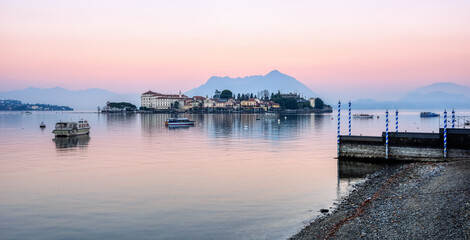 Wall Mural - Panoramic view of Isola Bella island on Lago Maggiore, Italy