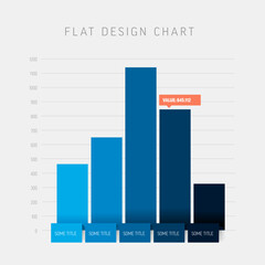 Poster - Vector flat design statistics blue columns graph infographic
