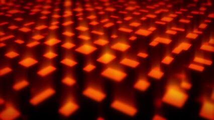 Wall Mural - blazing orange and red 3d cuboids - geometrical abstract bg - loop video