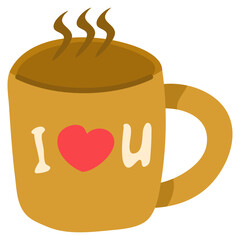 Wall Mural - cup of coffee with love heart icon illustration