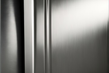 Canvas Print -  a metallic refrigerator with a black door and a white background with a black border around it and a white border around the door and bottom part of the refrigerator with a black  Generative AI