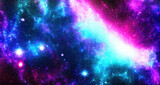 Fototapeta Kosmos - glitter neon color galaxy background