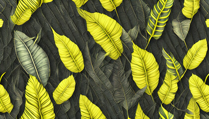 Luxury yellow tropical leaves texture background for wallpaper , decoration , design