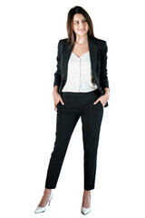 Wall Mural - A woman in a business suit is a manager and a businesswoman, isolated transparent background.