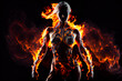 Leinwandbild Motiv  Fire girl.  Young woman in flames.  Generative AI.