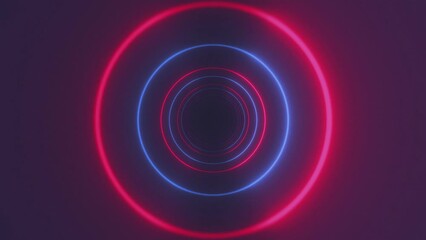 Poster - Eighties VHS Textured Circles Background Loop/ 4k animation of an abstract retro background of eighties styled tunnel with some grain texture and VHS noise seamless looping