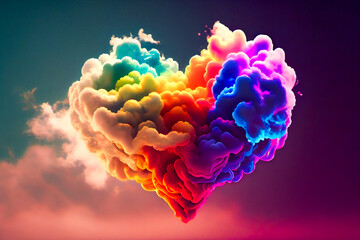 Rainbow Heart Cloud. Generative AI.