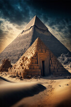 Illustration, Egyptian Pyramids, AI Generated Image.