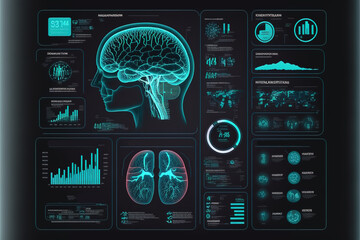 Abstract health hud ui interface element of medical science. 3d illustration