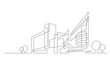 © OneLineStock - abstract architecture city skyline with trees PNG image with transparent background