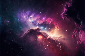 Wall Mural - Space abstract background. Universe filled with stars, nebula and galaxy. Stardust in deep space and bright shining stars in universe. Generative ai