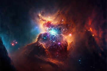 Wall Mural - Supernova Galaxy 8k hype realistic. spiral galaxy in space background. background of supernova nebula and stars, glowing mysterious universe. Space texture illustration. Generative ai