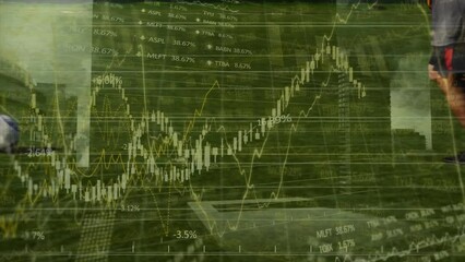 Poster - Animation of financial data processing over football player