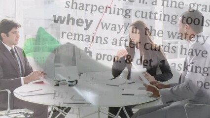 Poster - Animation of text and marker over diverse business people in office
