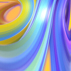 Aufkleber - Curved wavy background with trendy neon colored gradient and shiny stripes. 3d rendering digital illustration