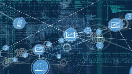 Poster - Animation of network of connections with icons and data processing