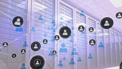 Poster - Animation of network of connections and data processing over computer servers