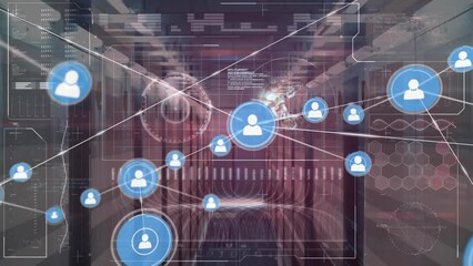 Poster - Animation of network of connections and data processing over computer servers