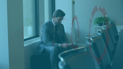Poster - Animation of data processing over cacuasian businessman using smartphone