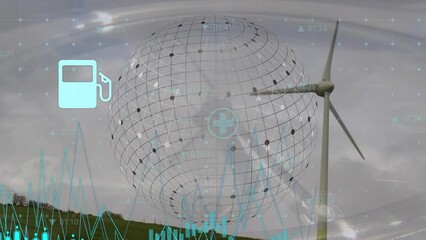 Poster - Animation of data processing over globe and wind turbine