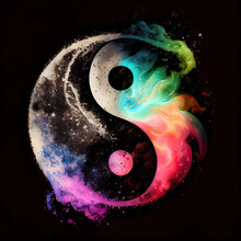 Cosmic Yin Yang  Symbol - By Generative AI