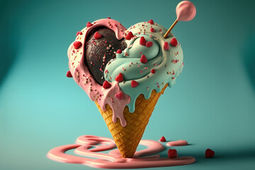 An ice cream valentine heart - Generative AI