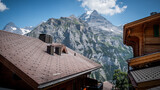 Fototapeta Uliczki - Wonderful view over the mountains Eiger Moench and Jungfrau in the Swiss Alps of Switzerland - travel photography