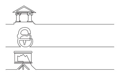 Wall Mural - png image with transparent background of continuous line drawing of business icons: bank, lock, pres