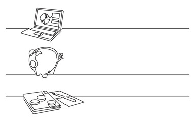 Wall Mural - PNG image with transparent background of continuous line drawing of various business icons isolated symbols