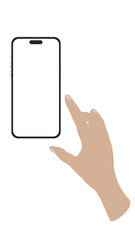 Wall Mural - hand will touch mockup smart phone 14 generation vector and screen png transparent on screen horizon