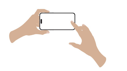 Wall Mural - hand holding and touching mockup smart phone 14 generation vector and screen png transparent on scre