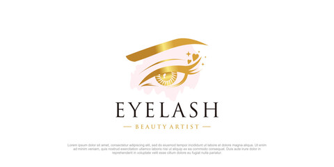 Wall Mural - Eyelashes beauty logo vector concept design for fashion