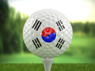 Poster - Golf ball South Korea flag