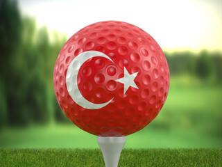 Poster - Golf ball Turkey flag