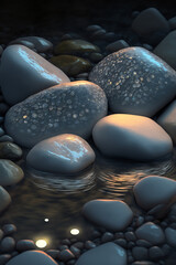 Wall Mural - Beautiful transparent stone in a mountain stream, closeup, wallpaper, background