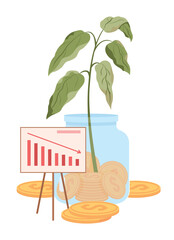 Poster - Financial mistake semi flat color vector objects. Editable elements. Items on white. Budget reduction. Economic failure simple cartoon style illustration for web graphic design and animation