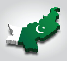 Wall Mural - Pakistan 3d map with flag