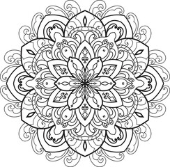 Wall Mural - Mandala isolated on the white background.Decorative monochrome ethnic mandala pattern.