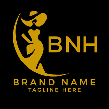 BNH fashion logo. BNH  Beauty fashion house. modeling dress jewelry. BNH fashion technology  Monogram logo design for entrepreneur and best business icon. 
