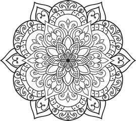 Wall Mural - Mandala white background.Adult coloring page