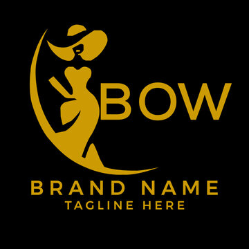 bow fashion logo. bow beauty fashion house. modeling dress jewelry. bow fashion technology monogram 