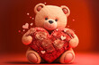 Teddy bear with hearts and roses for Valentine's Day