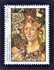 cancelled postage stamp printed by guinea bissau, that shows painting 