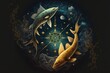 Pisces_Constellation_Concept_Stars_Clock_Fish_Spring_Generative_AI