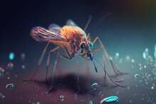 An Extremely Sharp And Detailed Portrait Of Mosquito Macro. Generative AI. Detailed Mosquito. Mosquito Macro.