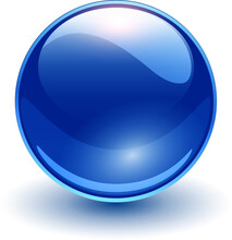 Blue Ball 3d Icon, Shiny And Glossy Crystal Sphere