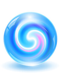 Aufkleber - 3D crystal, glass sphere with abstract spiral shape inside