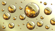 Shiny colored balls abstract background, 3d gold metallic glossy spheres