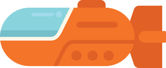 Poster - Underwater ship icon flat vector. Sea boat. Sub marine isolated
