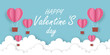 © Background_GG - illustration of love and valentine day with heart baloon ,floating in cloud Paper cut style. Vector